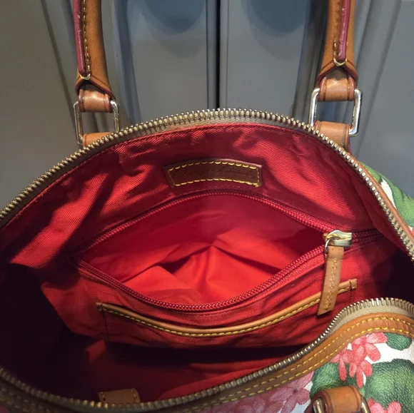 Dooney & Bourke Pink and Green Floral Satchel With Coin Case - Picture 7 of 16